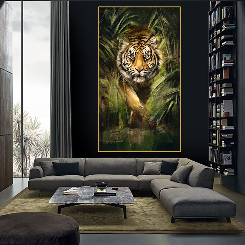 Tableau tigre dans la jungle